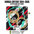 APJ000012 Honda CRF125F 2014–2026 numbered guide: 1 four friction discs; 2 clutch cover gasket 6088