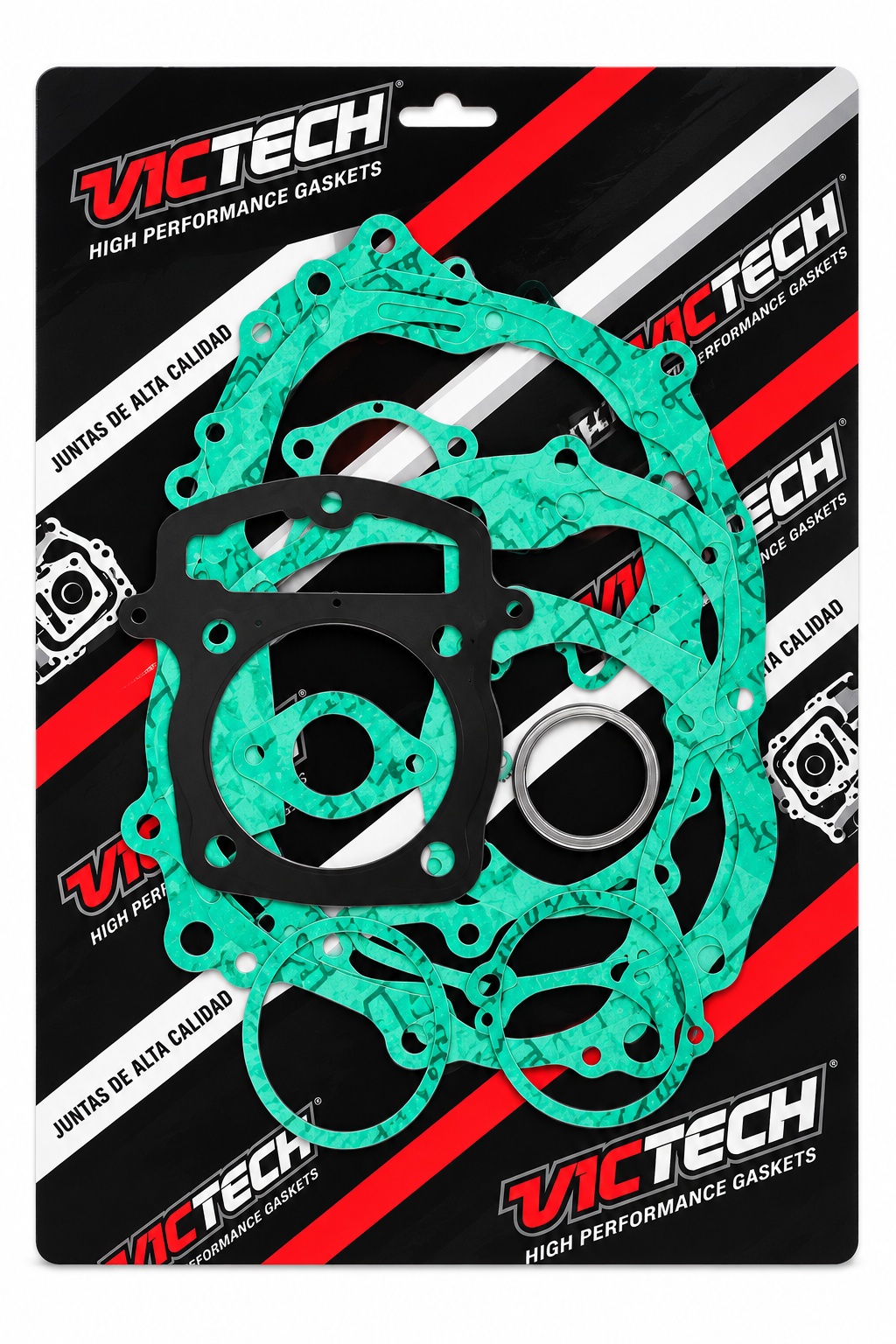 Illustrative packaging presentation for Victech 3665 Honda CRF230F gasket set; actual packaging may differ